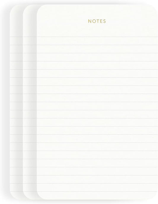 Pinesman - Elegant Desk Notepads for Professionals, Executive's Memo Pads, Minimalist, Gold Foiled, Lined Layout, 3 Pack, 225 Sheets Total (75 Each), 6.3" x 3.9”, 95 GSM, Eco-friendly, FSC™ Certified