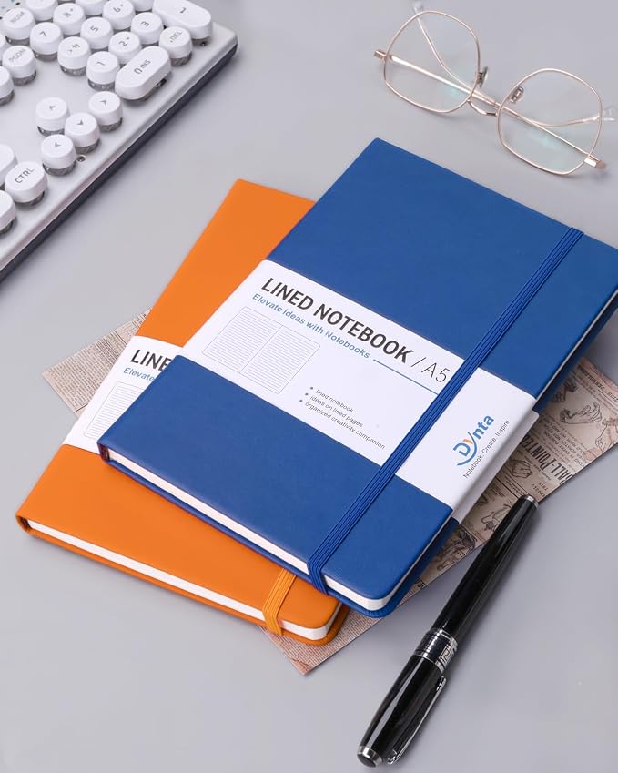 Dynta Hardcover Journal Notebooks, 7Packs A5 Lined Journals Bulk for Writing 200 Pages/100Sheets, 8.4 x 5.8 inch, 7 Colors Classic Ruled Notebook for Work/Travel/College/Note Taking