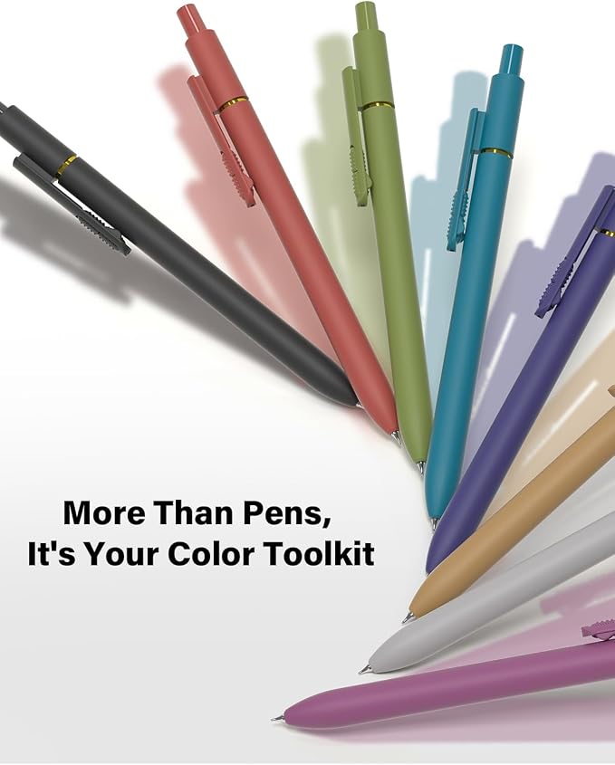 inkipen Blue Ink Fidget Pens, 8 Pcs 0.5mm Fine Point Retractable Smooth Writing Pen, Quick Drying Colored Ink Pens for Journaling School Office Supplies, Vintage Blue Ink