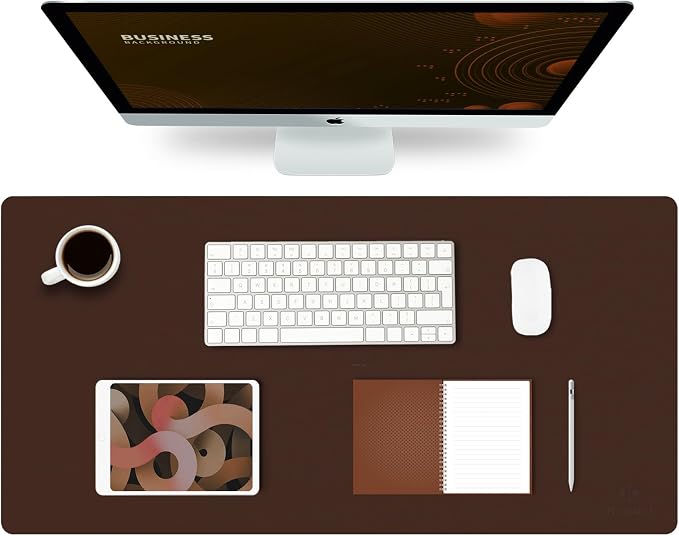 K KNODEL Large Office Desk Mat, Leather Mouse Pad (31.5"x15.7", Dark Brown) | Desk Pad, Keyboard Pad, Computer and Laptop Mat, Desktop Protector and Cover, Writing Pad and Blotter for Home Office