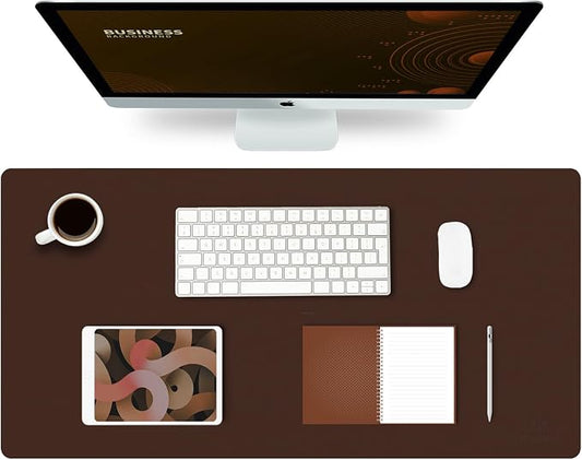 K KNODEL Large Office Desk Mat, Leather Mouse Pad (31.5"x15.7", Dark Brown) | Desk Pad, Keyboard Pad, Computer and Laptop Mat, Desktop Protector and Cover, Writing Pad and Blotter for Home Office