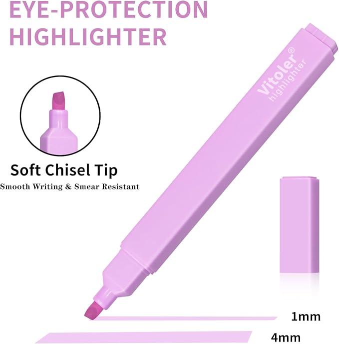 Piochoo Highlighters and Black Pens Set,6Pcs Pastel Highlighters Assorted Colors,6 Pack 0.5mm Cute Gel Pens for Women Nurse Office School Supplies