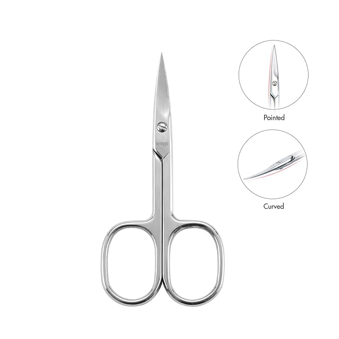 LIVINGO Premium Nail Scissors Stainless Steel Curved Manicure Cuticle Tool | Sharp Pointed Tip, Multi-purpose Beauty Grooming, Pedicure, Toenail, Eyebrow Eyelash Dry Skin Trimming