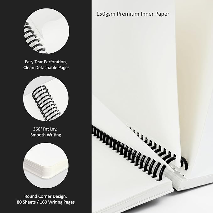 Hardcover Sketchbook,7.2"x8.3"Spiral Bound Drawing Pad, Butterfly | 150gsm(92lb)Acid-Free Thick Paper,Blank Art Journal for Adults,Artists&Beginners,Ideal for Sketching,Doodling and Mixed Media