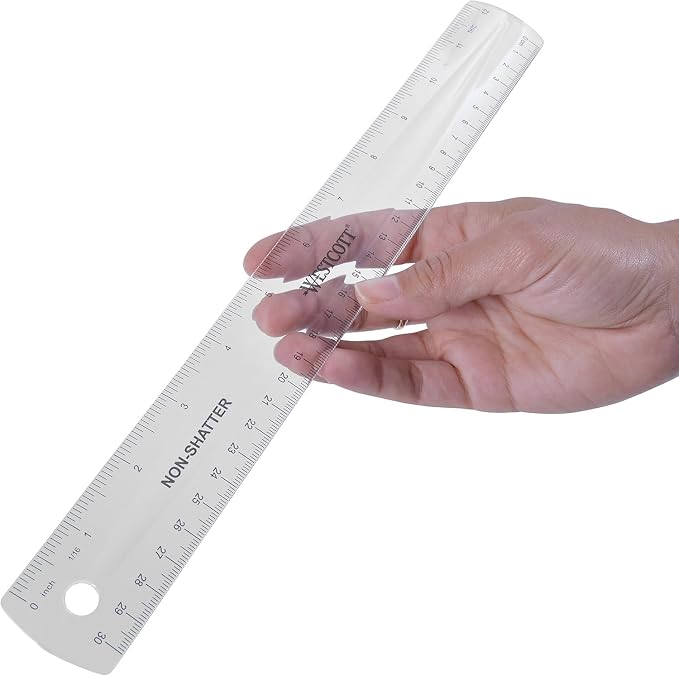 Westcott Shatterproof Ruler, Design with Easy-to-Read Markings, Back-to-Classroom, 12-Inch
