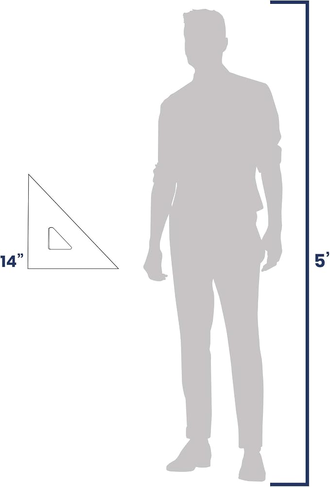 Pacific Arc Drafting Triangle, 14-inch, 45/90 Degrees, Clear Acrylic