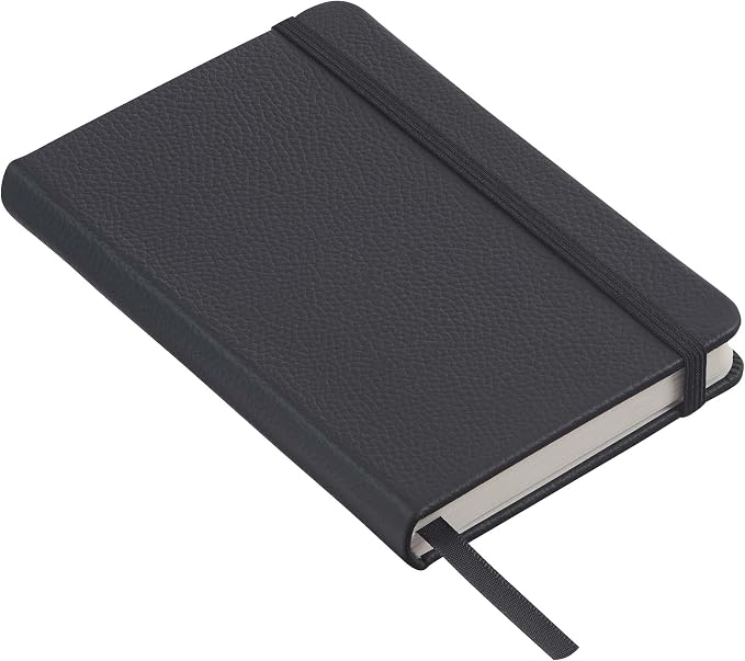 Classic Leather Notebook, Hardcover, Midnight Black, Pocket (3.8" x 5.7"), 240 Pages, Inspire Collection