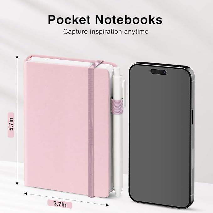 Pocket Small Notebook Journals, 8 Pack (8 Pastel Color) Mini Notebook 3.7x5.7 Journaling Notebooks for Women Men, A6 Hardcover Lined Note Pads with Pens for Work, Business, Travel Journal, Office Supplies