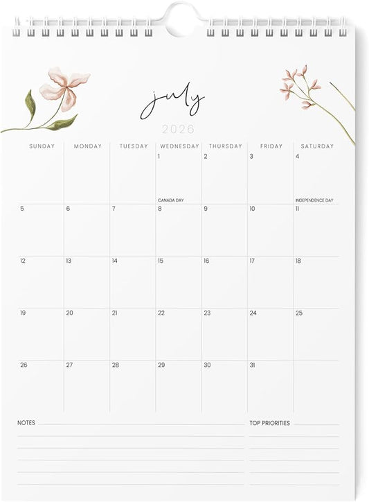 Karto Wall Calendar 2026-2027 8.5x11 in - Flowers | July 2026 to December 2027, Vertical, Boosts Productivity, Easy Monthly Planning
