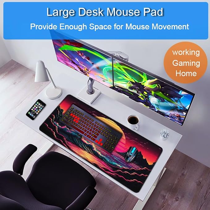 Mouse Pad, 31.5x15.7 inch Large Extended Computer Keyboard Mouse Mat, Water Resist Non-Slip Mousepad Rubber Base Long XXL Gaming Mouse Pad for Work & Gaming, Office & Home