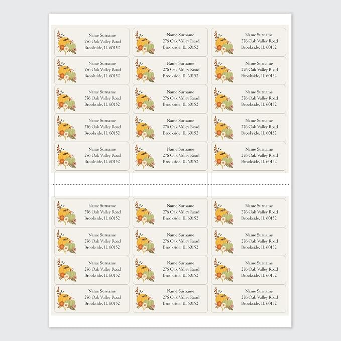 Dotty about Paper Personalized Fall Pumpkin Harvest - Return Address Labels x 100