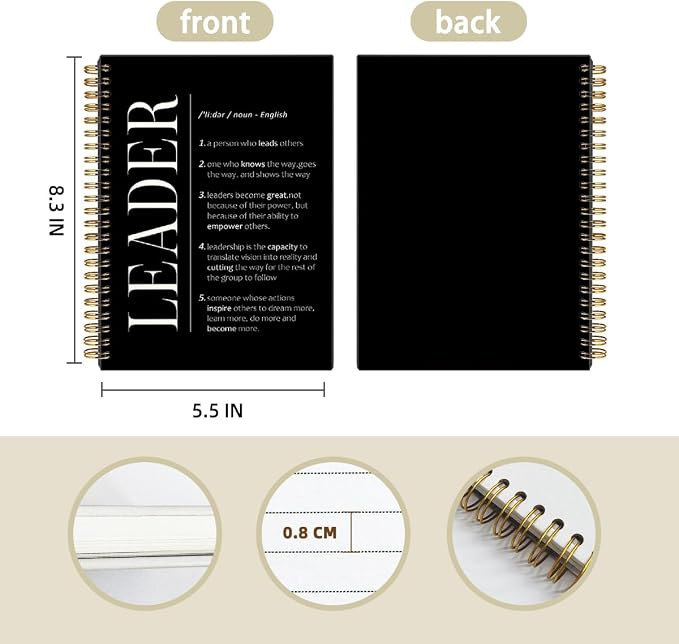 Leadership Gift Notebook for Work, Employee Appreciation Gifts, Thank You Gift for Leader Mentor Boss Supervisor, Notebook for Women Men, Hardcover Spiral Journal 5.5 x 8.3 Inch