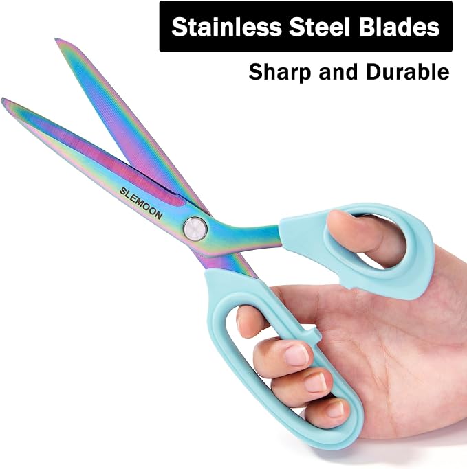 10" Scissors All Purpose, Heavy Duty Scissors for Office | Sharp Blades and Comfort Grip Handle,Suit for Fabric Cutting, Clothing Craft & Sewing Projects, Light Blue