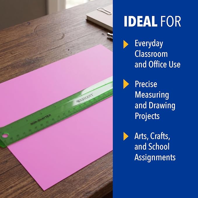 Westcott Shatterproof Ruler, 12-Inch, Green, 16012
