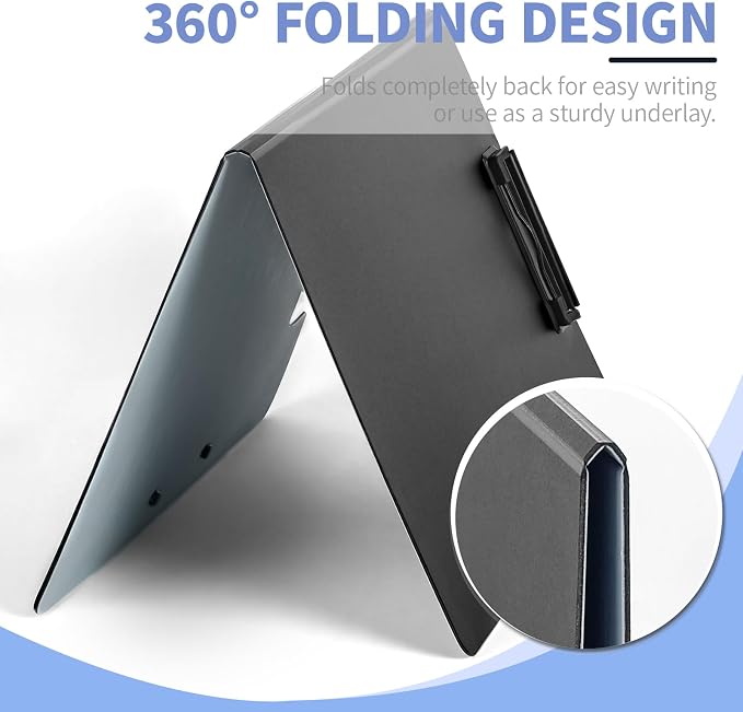 Clipboard Folder, with Dual Metal Clips, Embossed-Texture, Folding 360° Rotating, Nursing Clipboard for Letter and A4, Pen Holder (Silver, 3)