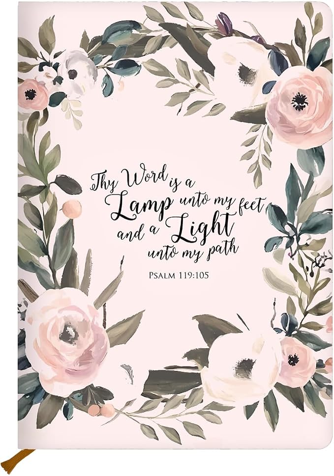 Pink Flowers Christian Hard Shell Journal Notebook 200 Sheets (5.8 x 8.3) | Bible Gifts for Women, College Ruled Notebook, Inspirational Notebooks, Journals for Writing Planner Note Taking