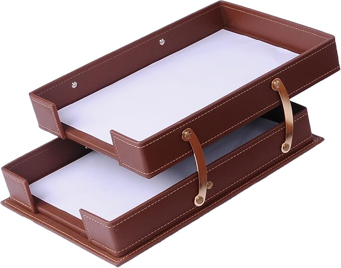Desk Organizers - Desk Accessories - Leather Desk Organizer - Bonded Leather Desk Set - Home Office Accessories - Desk Supplies - Leather Desk Set - Office Accessories - 14 PCS (TAN)