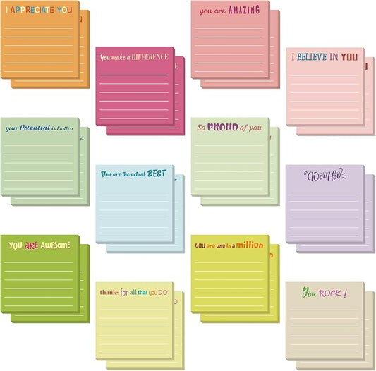 Yinder 24 Pcs Sticky Notes Gifts Bulk,Appreciation,Macaroon