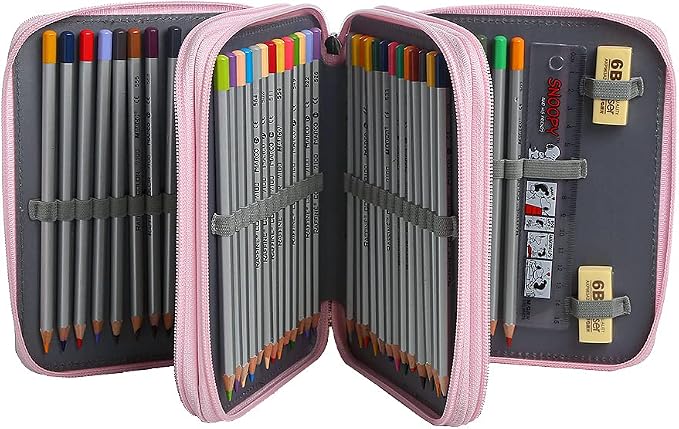 Portable Colored Printing Pattern Morning Glory and Daisy Pencil Case 72 Slots Pencil Bag Organizer with Zipper for Watercolor Pens or Markers, Pencil Case Organizer for Artist