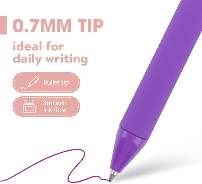 YISAN Colored Gel Pens,12 Colors,0.7mm Fine Point,Fast Dry,No Bleed | Journal Pens,Smooth Writing,Retractable,71044