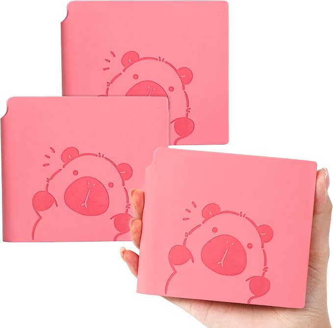 BOBO RABBIT 3 Pack Mini Blank Notebooks Pocket Sized Journal Notebook 4x4 Blank Paper 200 Pages Small Soft Leather Sketchbook Journal Cartoon Capybara Pattern for Drawing Travel Classroom Student