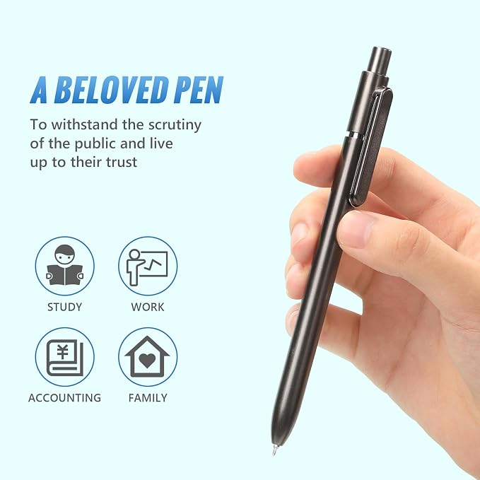 12 Pcs Black Gel Pens 0.5mm Retractable Pen, Gel Ink Pens Bulk, Gray | Quick Drying Fine Point Pens Smooth Writing, ABS Case with Pocket Clip Perferct for Office,Back to School
