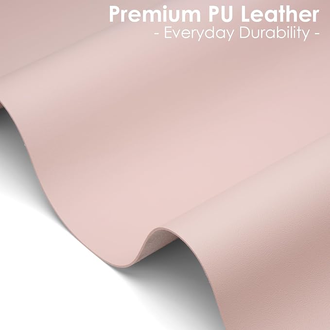 Leather Desk Pad Protector, Waterproof Mouse Pad, PU Desk Mat, Office Desk Cover, Desk Writing Mat for Office/Home/Work/Cubicle (Light Pink) 35.4x17 in