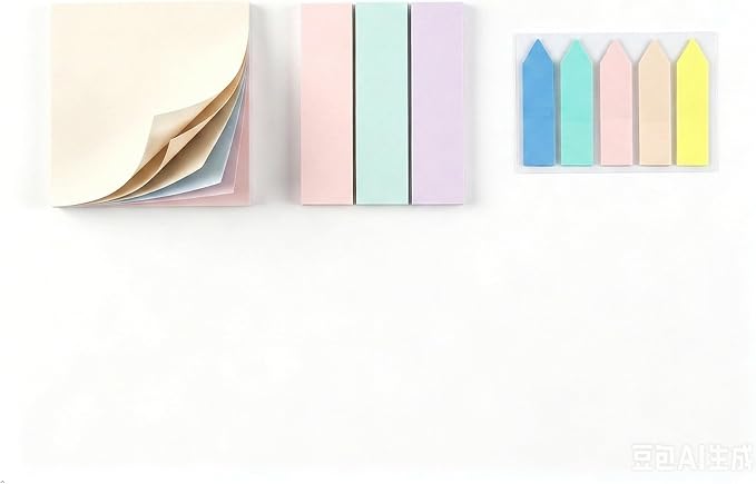 500Pcs Morandi Sticky Notes Set, 3"x3" Square Pad 100 Sheets, 3"x0.75" Strip Notes 300 Sheets, Index Tabs 100 Tabs, Cute Pastel Stationery for Desk Office School
