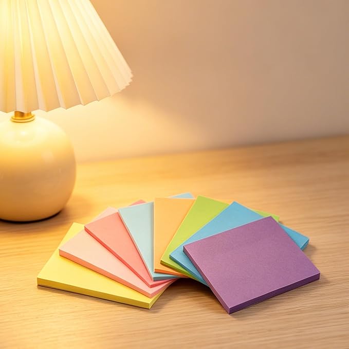 Sticky Notes, Sticky Notes 3x3 Large 40 Pads 8 Colors Self-Stick Stickies Note Pads 50 Sheets Teacher Back to School Supplies and Oﬃce Products