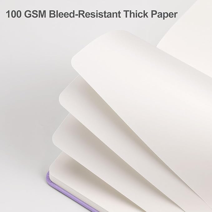 EMSHOI Blank Journal Notebook, 192 Pages, A5 Size (5.7'' x 8.3'') | Leather Hardcover, 100 GSM Thick Paper, Unlined, Plain, for Sketching, Drawing, Painting, Sun Debossed (Light Purple)