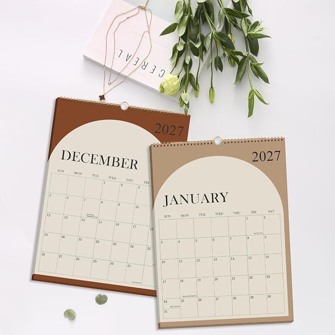 Wall Calendar 2026-2027 - 18 Months Calendar 2026-2027 from July 2026 - December 2027, 2026-27 Wall Hanging Calendar Planner with Thick Paper, 12" x 14.5", Cyan