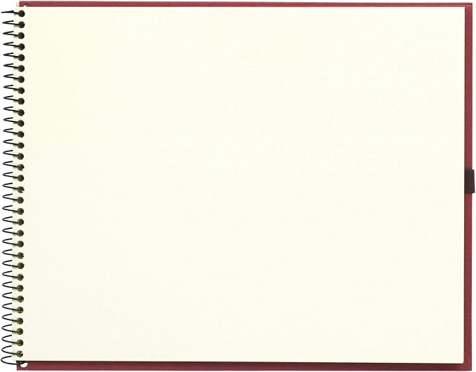 Maruman VifArt Watercolor Artbook- Premium Rough Watercolor Paper, Natural White, F2, 7.83" x 10.28", 15 Sheets/ 30 Pages, Reinforced Cover Sketchbook for Watercolor & Mixed Media, Red
