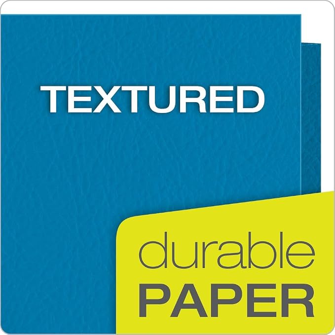Oxford Twin-Pocket Folders, Textured Paper, Letter Size, Light Blue, Holds 100 Sheets, Box of 25 (57501EE)