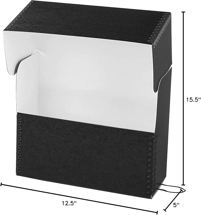 Lineco Archival Document Storage Box, Black, 15.5" x 12.5" x 5 | Jumbo-Sized, Metal Edge, Acid-Free Boxboard Case, Organize Files, Prints, Photos, Pack of 2