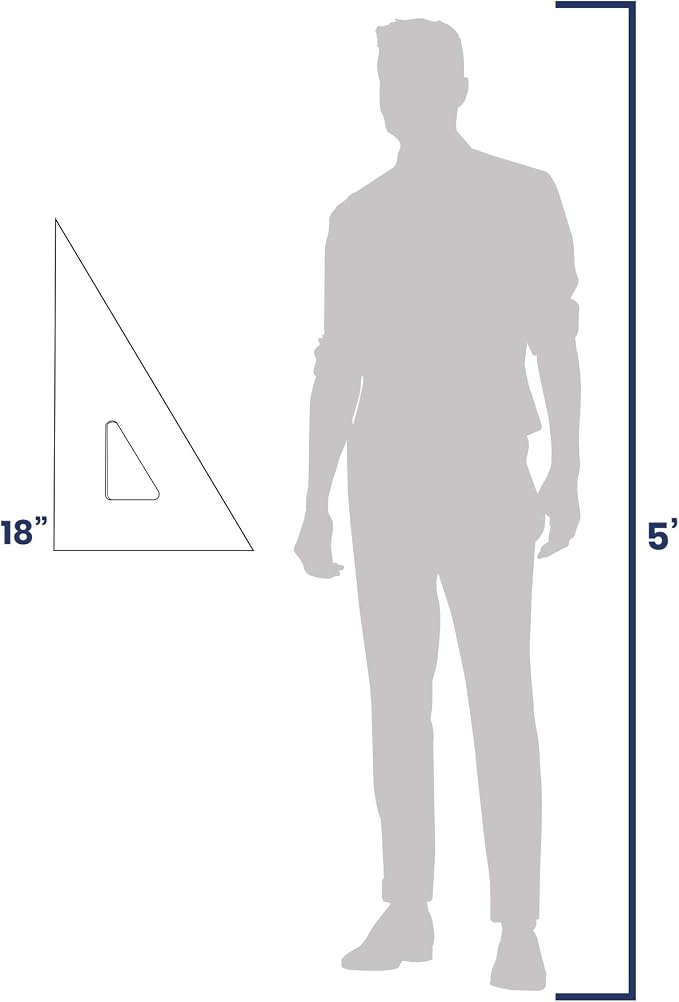 Pacific Arc Drafting Triangle, 18-inch, 30/60/90 Degrees, Clear Acrylic