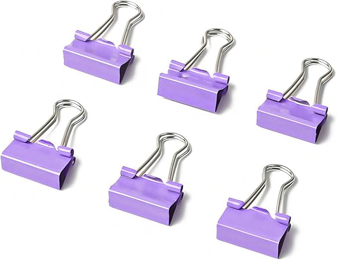 30 Pack Medium Purple Binder Clips 1-1/4 Inch (32 mm), Colored Middle Size Paper Clamps, Large Big Paper Clips for Office Home School Business 1.25"