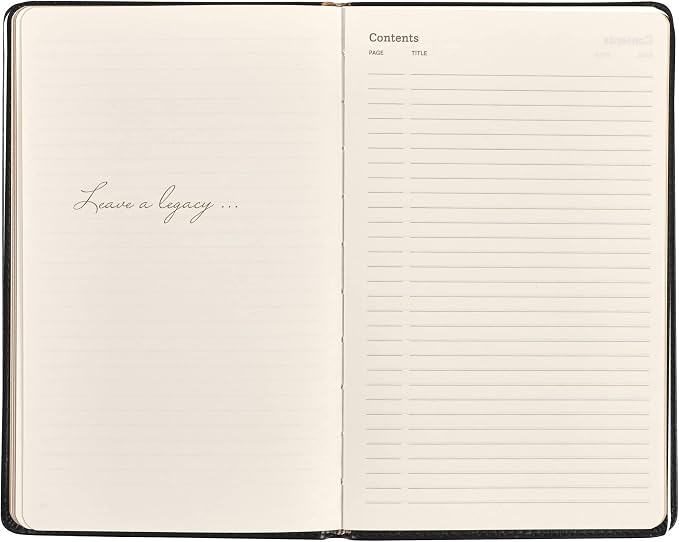 Classic Leather Notebook Writing Journal, Softcover, Narrow Ruled, Table of Contents and Numbered Pages