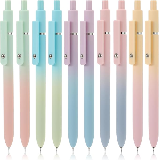 FIOVER 10pcs Gel Pens Black Ink Medium Point 0.7mm Pens Smooth Writing High-End Series Cute Ballpoint for Journaling Note Taking, Office School Supplies Gifts for Women and Men