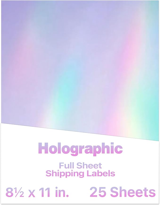 STARLIBOO 25 Sheets Holographic Sticker Paper, Diamond Pattern Printable Vinyl for Inkjet & Laser Printer, Laser Beam Effect, Dries Quickly (8.5" x 11")