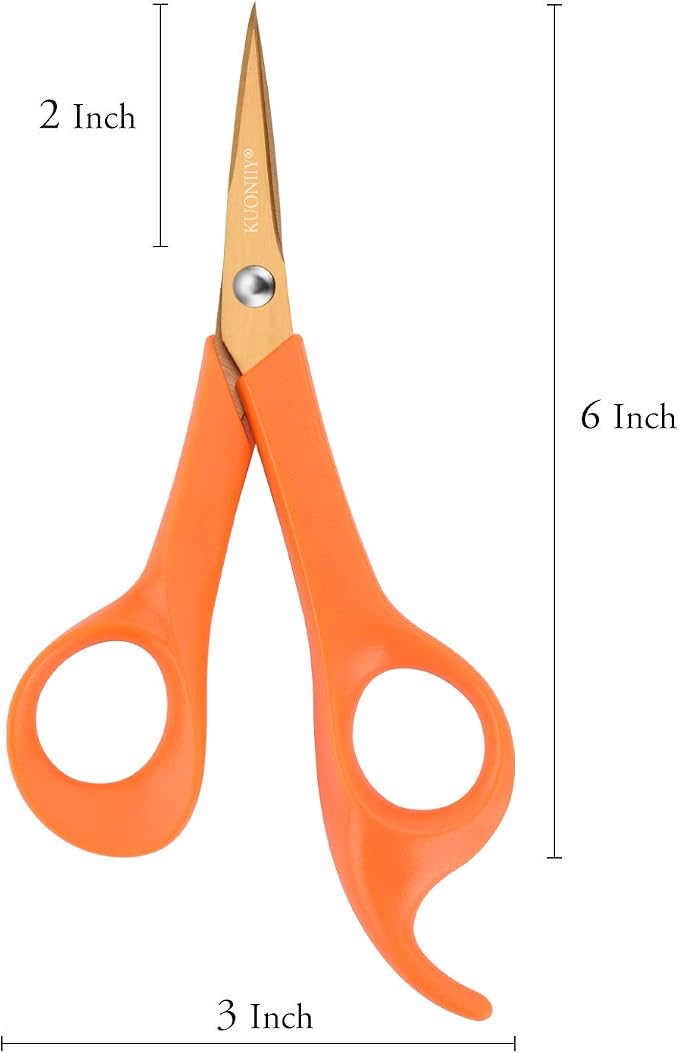 Micro-Tip Scissors, Precision Titanium Blades, 6 Inch Craft Detail Scissors Ideal for Paper, Scrapbooking, Beauty Crafting, Sewing, 4Pack