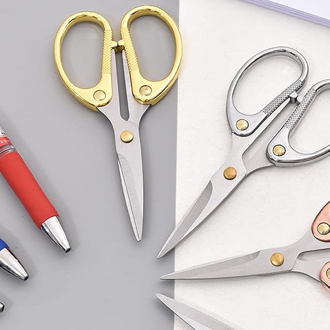 4.5" All Stainless Steel Office Scissors,Ultra Sharp Blade Shears,Sturdy Sharp Scissor for Office Home School Sewing Fabric Craft Paper Multipurpose Scissors Gold