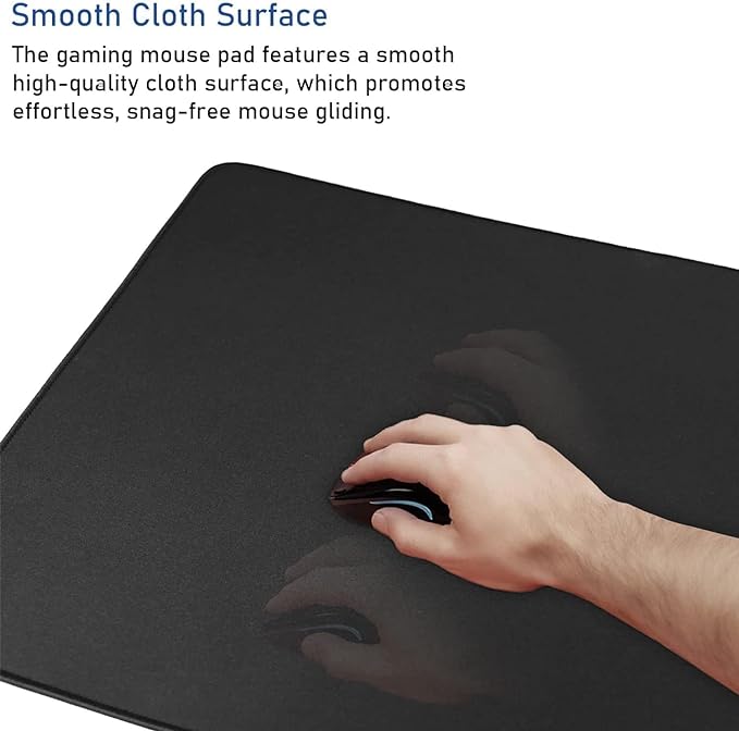 Large Extended Gaming Mouse Pad with Stitched Edges, 47.3 X 23.6 in Desk Pad Durable Non-Slip Natural Rubber Base, Waterproof Computer Keyboard Mat for Esports Pros, Gamer, Desktop, Black