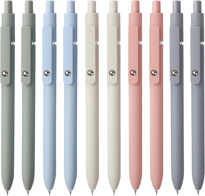 FIOVER Gel Pens, 10pcs 0.5mm Quick Dry Black Ink Fine Point Smooth Writing Pens for Journaling Note Taking High-End Series Ballpoint for Office School Supplies(10pcs Morandi)