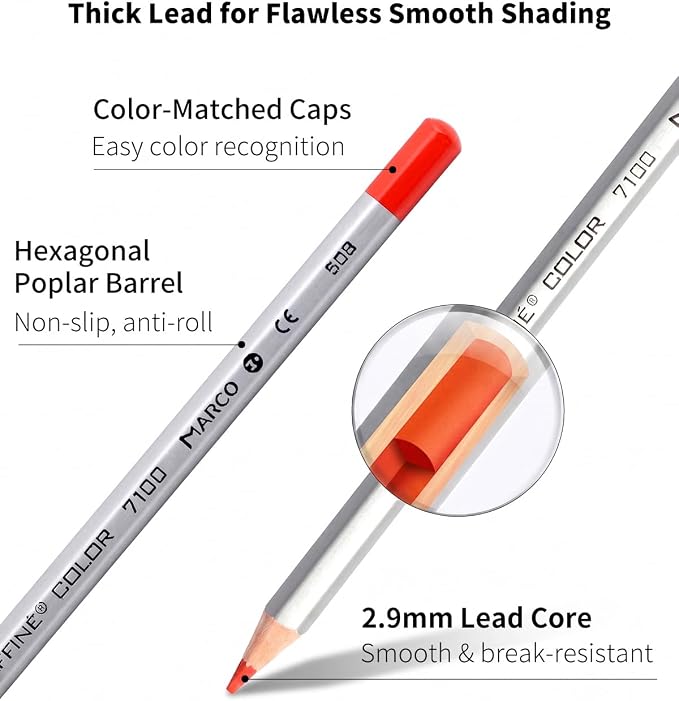 36 Oil-Based Colored Pencils for Adult, Smooth Coloring Pencils | Soft Core, Wooden Hexagonal Barrel, Metal Box, Ideal for Sketching, Drawing, Blending, Shading, Great for Art Lovers & Pros