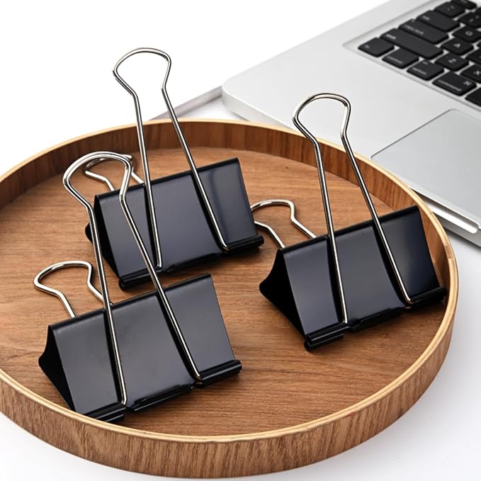 Extra Large Binder Clips 3 inch super big Binder Clips 6 Pack Big Metal Paper Clamps Black (3 Inch)