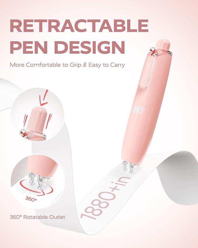 Four Candies Refillable Correction Tape, 4PCS White Tape with 4 Refills | Smooth White Pull-Out Tape for Instant Corrections, Easy to Use Applicator for Office, School Supplies (Pink)