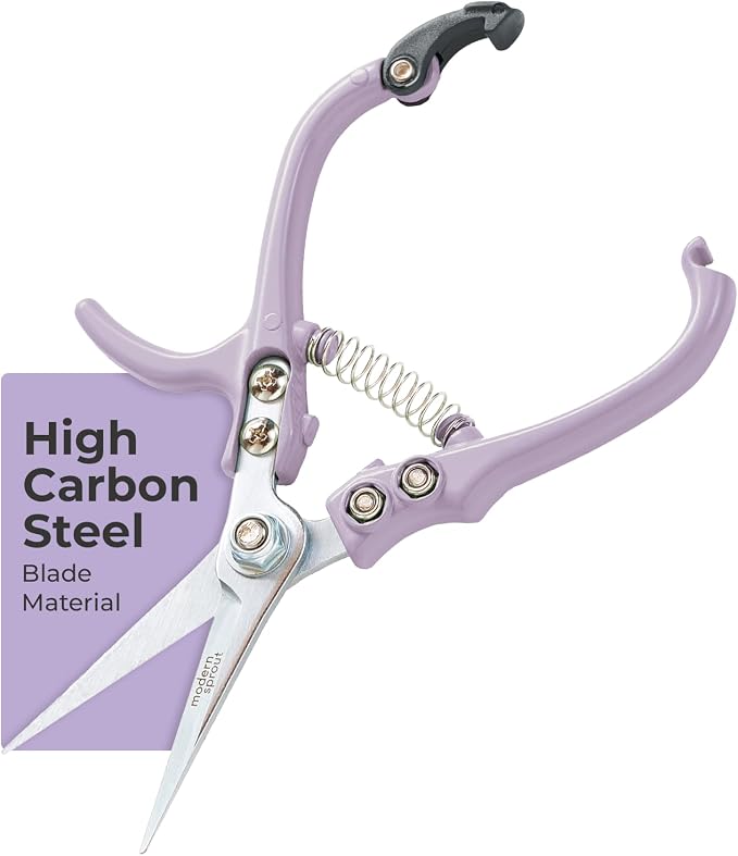 Modern Sprout Pruning Shears- Garden Snips - Herb Scissors- Lavender 1-Pack | Lightweight Gardening Tool - Durable Carbon Steel Blade W/Easy-Lock - Gardening Supplies - Flower Cutter - Reusable Holster