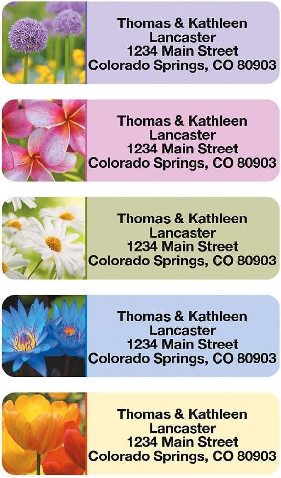 Colorful Images Personalized Return Address Labels | Floral Fantasy, 250 Count, Self-Adhesive, With Dispenser , Customize with Name & Shipping Address