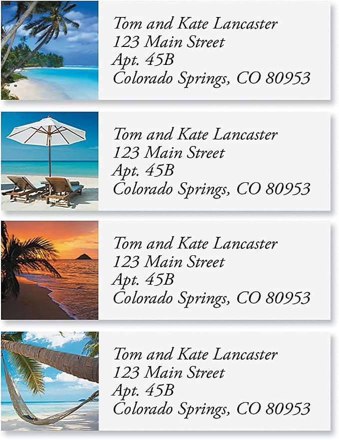 Colorful Images Beach Return Address Mailing Labels | Tropical Harmony, 240 Count, Self-Adhesive on Flat-Sheet Labels, Customize with Name & Shipping Address