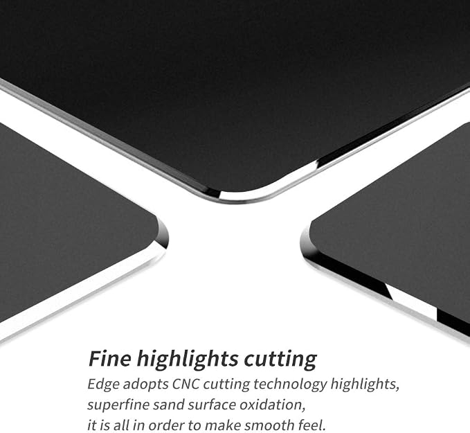 Vaydeer Hard Metal Aluminum Mouse Pad Clear Modern Smooth Magic Ultra Thin Double Side Design Mouse Mat Waterproof Fast and Accurate Control Compatible for Gaming and Office, Black, 11.81X9.45 Inch